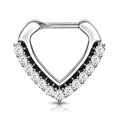 Septumpiercing met steentjes bezet in zachte V-vorm