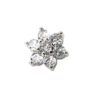 Bloem voor dermal anchor met centrum steen in vele kleuren