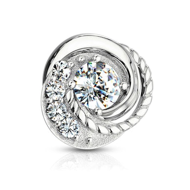 Dermal uit 14K goud met gevlochten patroon en steentjes
