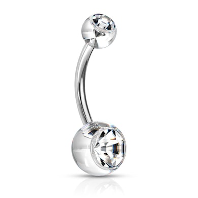 Navelpiercing met acrylballetjes en steentjes