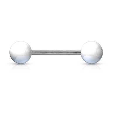 Titanium tongpiercing met acrylballetjes uit één kleur