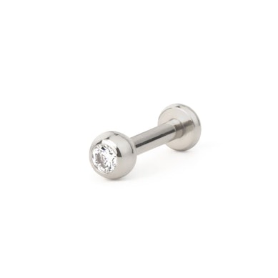 Titanium labret met interne schroefdraad en bal met steentje