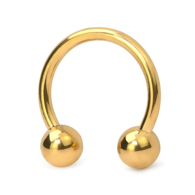 Hoefijzer van gekleurd titanium met inwendig schroefdraad