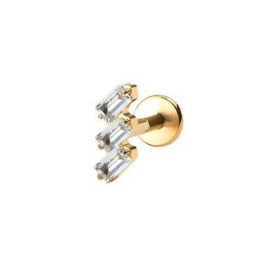 Titanium labret met baguette steentjes
