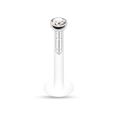Labret uit ptfe met vele gekleurde steentjes