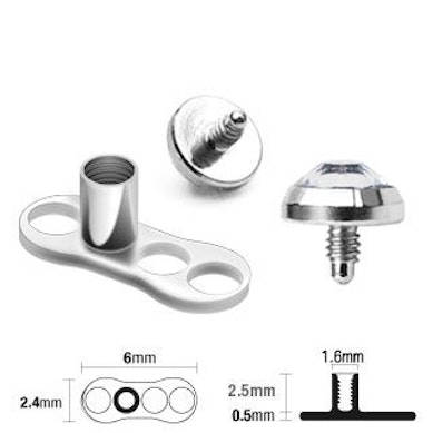 Dermal anchor pakket met base en top