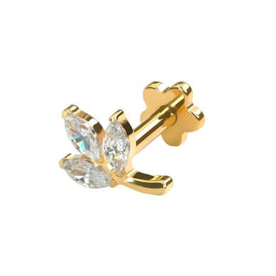 Bladvormige labret met bloemenachterkant van titanium