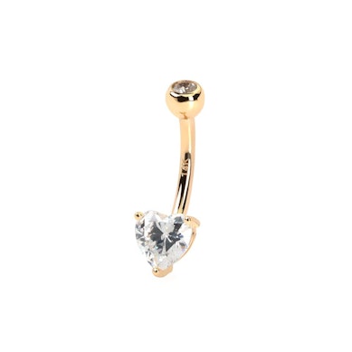 Navelpiercing uit 14 karaats goud met een hartsteen