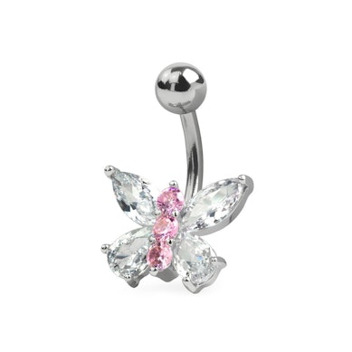 Navelpiercing met een vlinder uit kristal