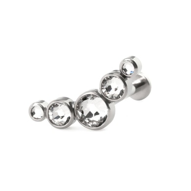 Push-in labret uit titanium met steentjes