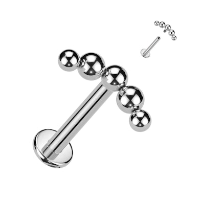 Titanium labret met decoratieve kralen
