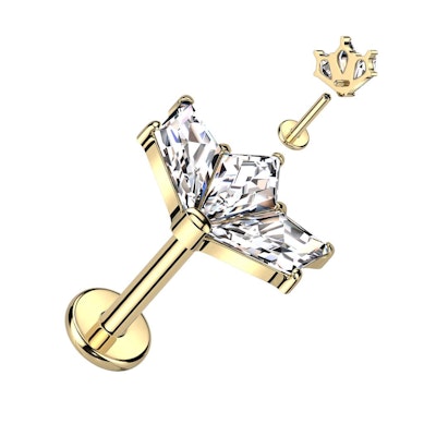 Titanium labret met trio van stenen in vintage design
