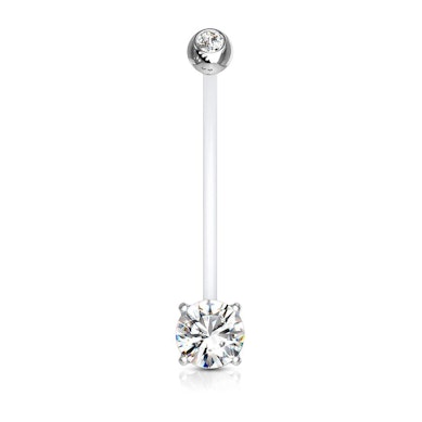 Navelpiercing voor zwangeren met gekleurde steentjes