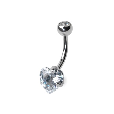 Navelpiercing van titanium met hartjessteen