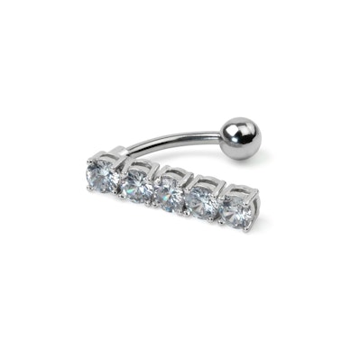 Navelpiercing met vijf grote stenen