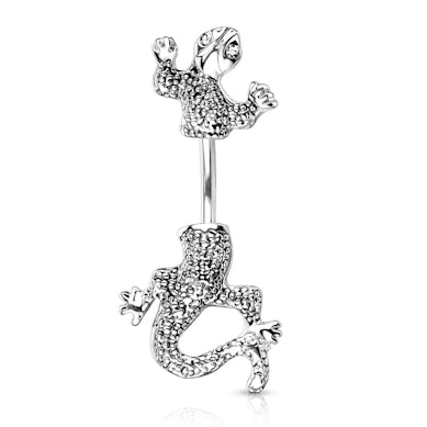 Navelpiercing met een hagedis