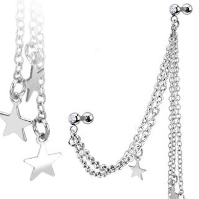 Tragus- of helixpiercing met sterretjes