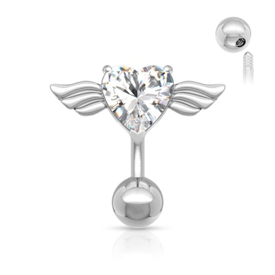 Navelpiercing met een hart en vleugels