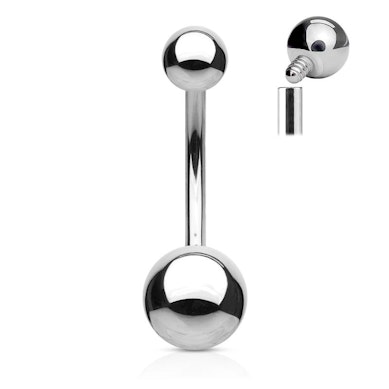 Navelpiercing van chirurgisch staal met inwendig schroefdraad