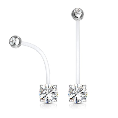 Navelpiercing voor zwangeren met gekleurde steentjes