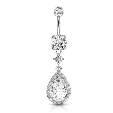 Navelpiercing met druppelvormige steen in hanger