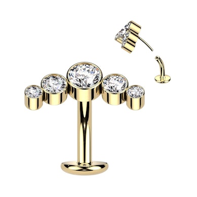 Zwevende titanium navel ring met kristallen