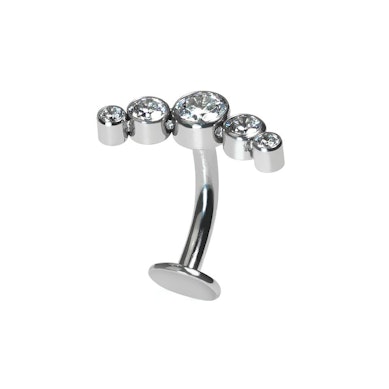 Zwevende titanium navel ring met kristallen