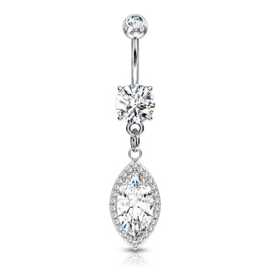 Navelpiercing met marquise-vormige steen in hanger