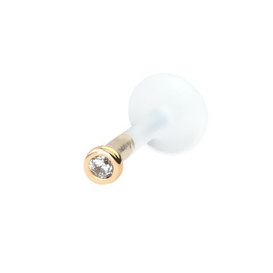 Labret uit 14 karaats goud met een steen en ptfe staaf
