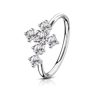 Ring met kruis van steentjes