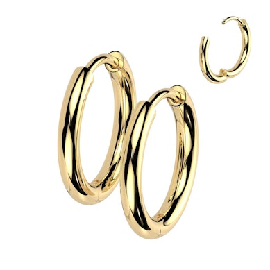Tweetal titanium huggie ringen