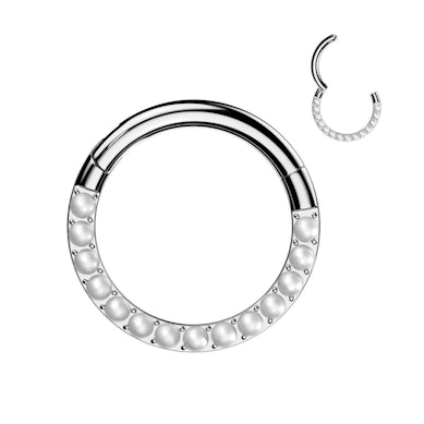 Titanium ring met parels