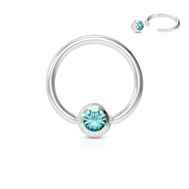 Ball closure ring met steen in vele kleuren