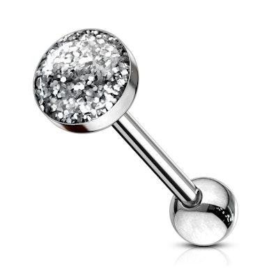 Tongpiercing met glitterballetje
