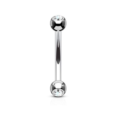 Gebogen staaf van titanium met steentjes