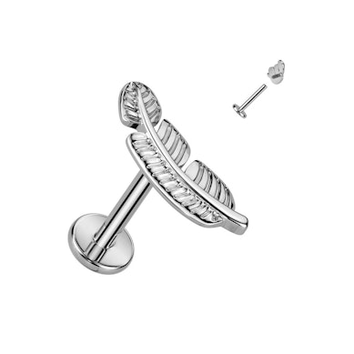 Titanium labret met blaadje
