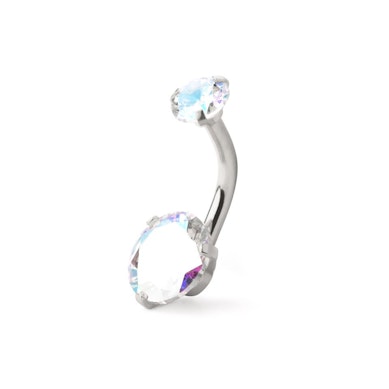 Navelpiercing met interne draad en meerkleurige steen