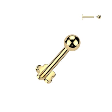 Titanium labret met bloemen flatback