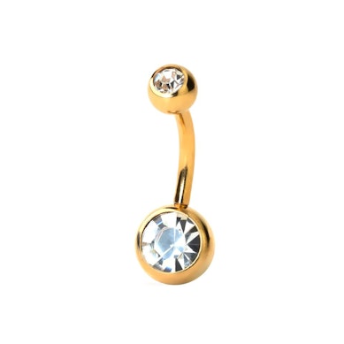 Vergulde navelpiercing met steentjes