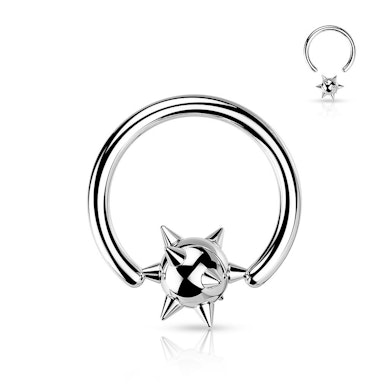 Captive bead ring met balletje met spikes