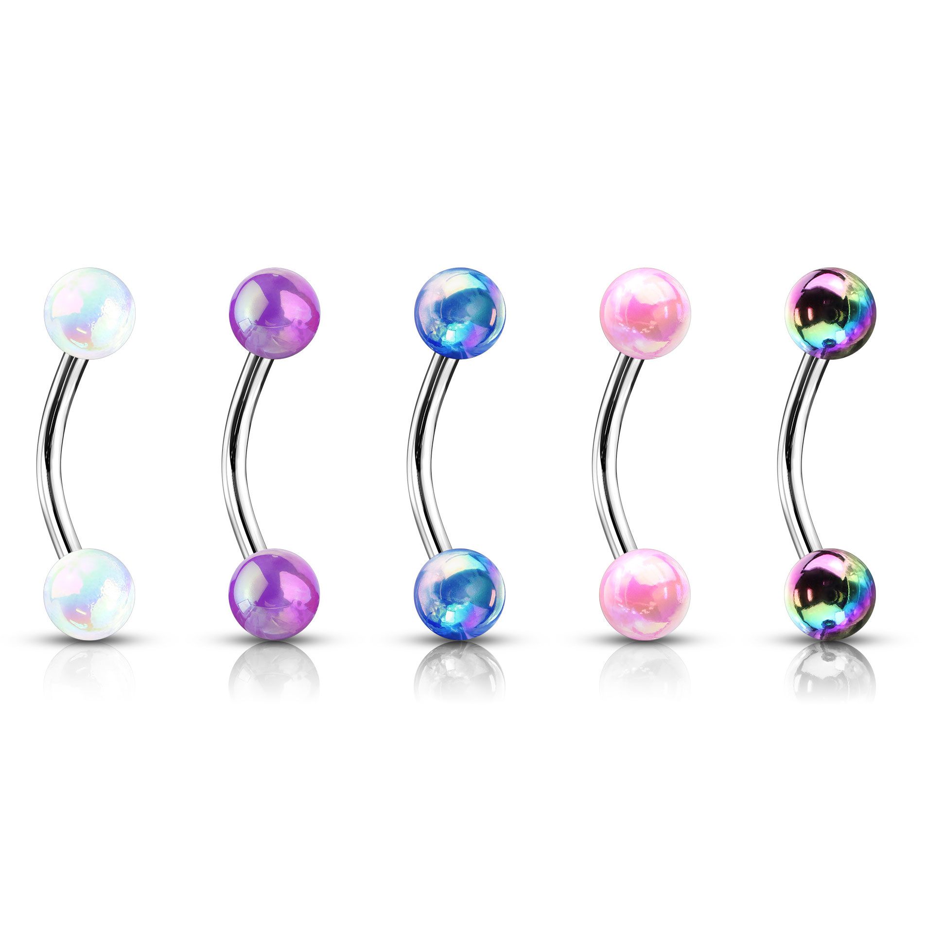 Gebogen staaf met metallic balletjes