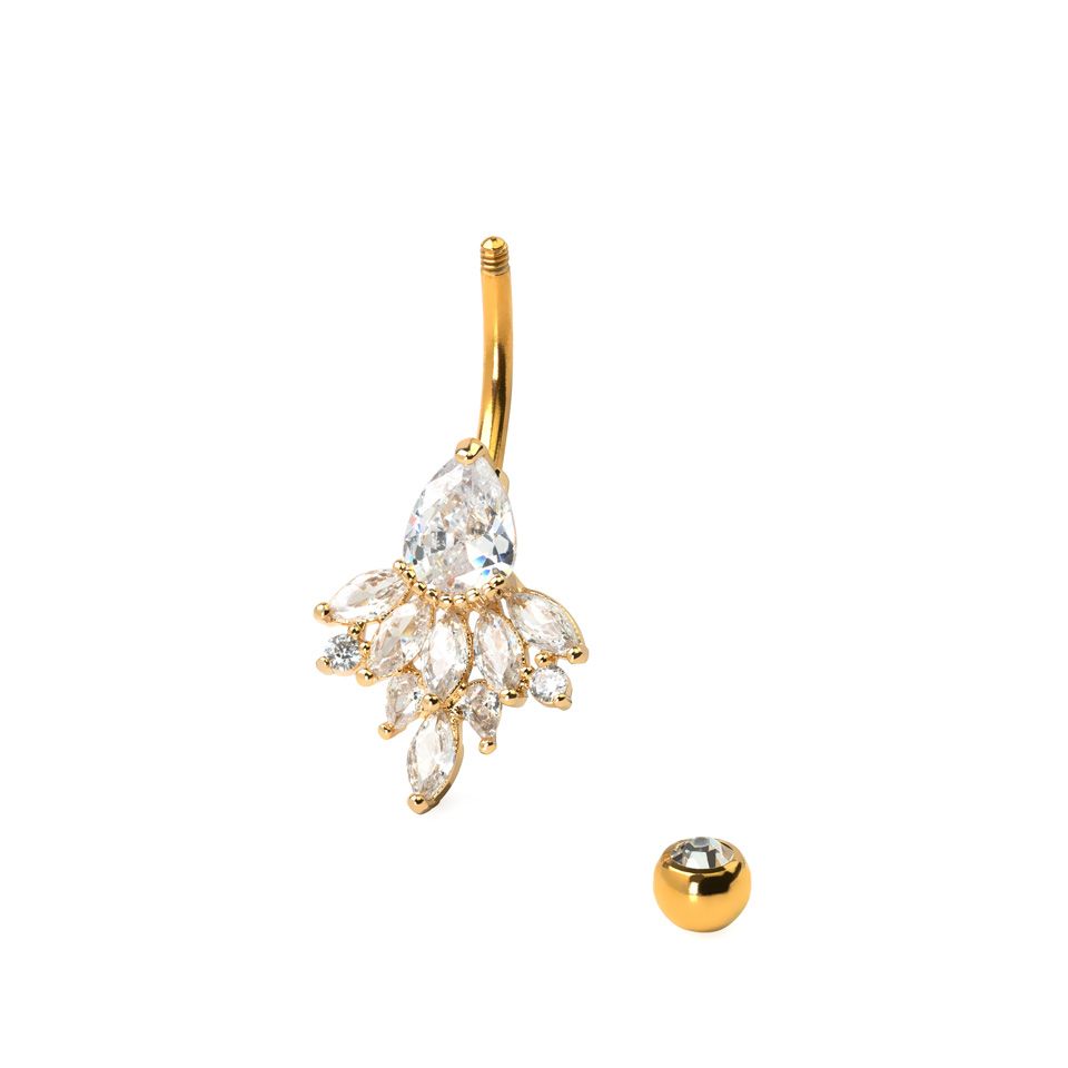 Navelpiercing met ovale steentjes