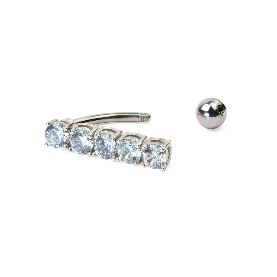Navelpiercing met vijf grote stenen