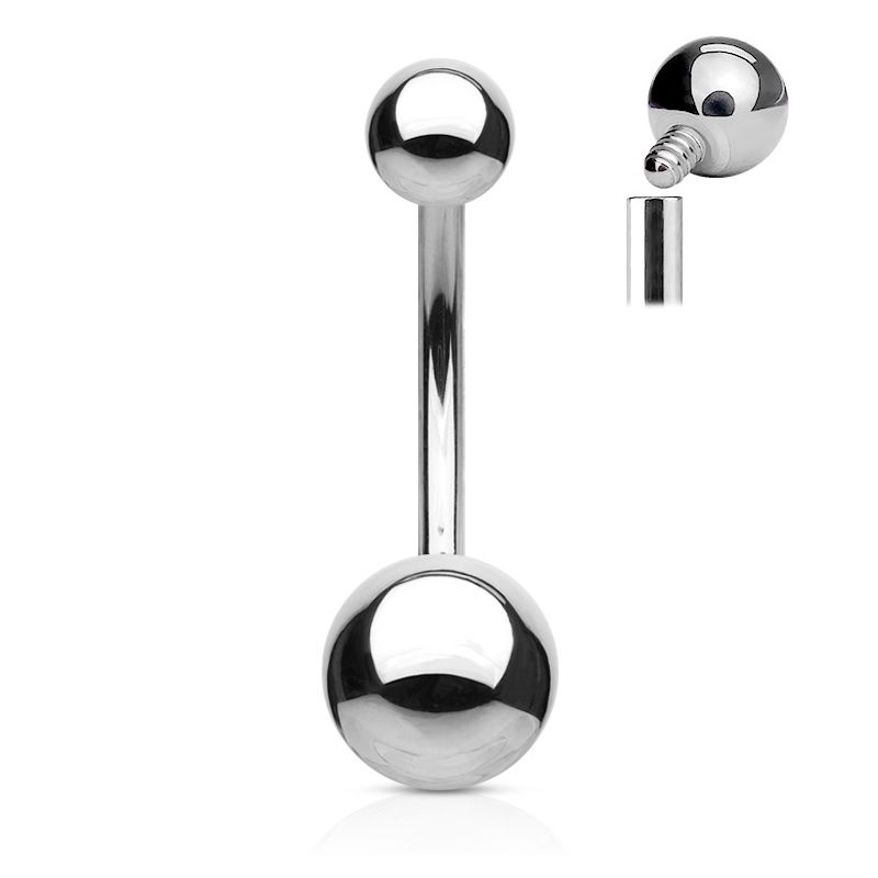 Navelpiercing van chirurgisch staal met inwendig schroefdraad