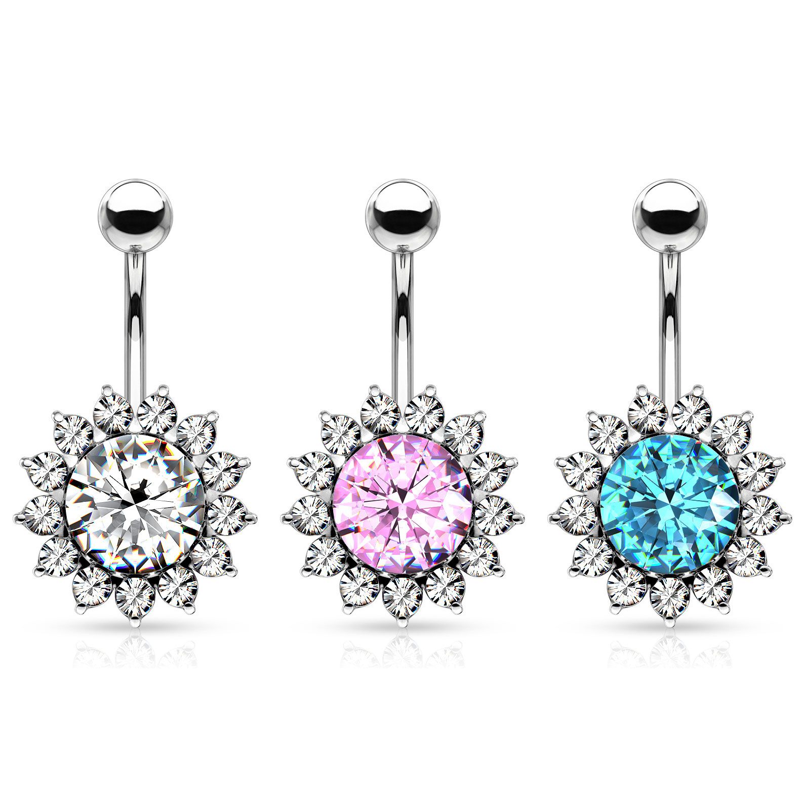 Navelpiercing met zonnebloem