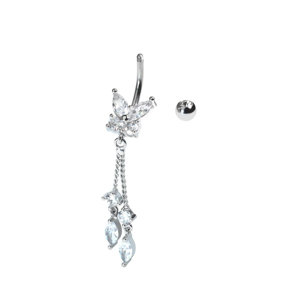 Vlinder navel piercing met hangertje