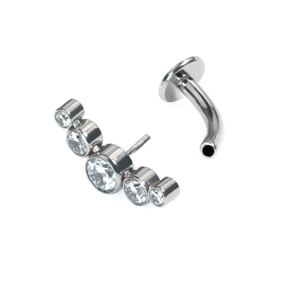 Zwevende titanium navel ring met kristallen