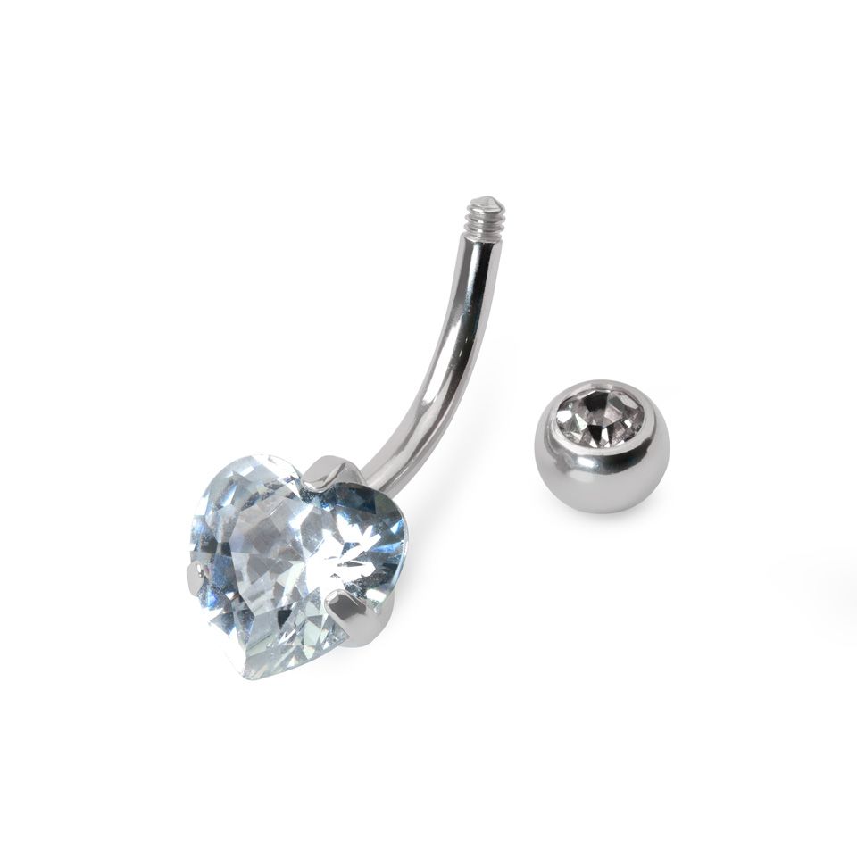 Navelpiercing van titanium met hartjessteen