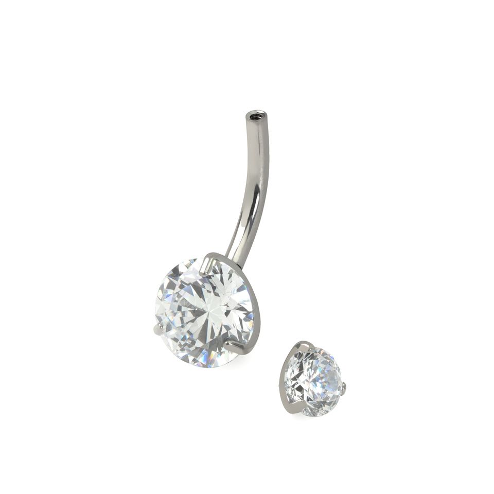 Navelpiercing van titanium met grote steen