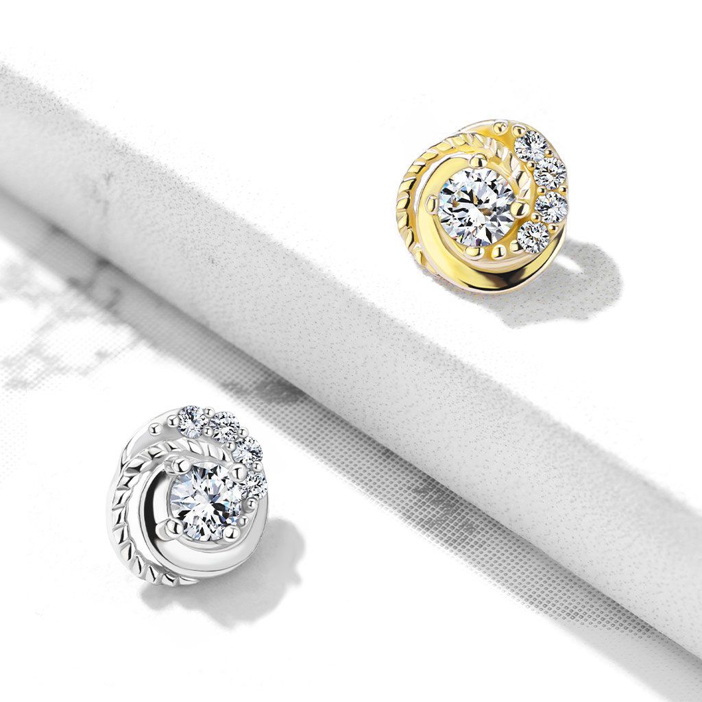 Dermal uit 14K goud met gevlochten patroon en steentjes